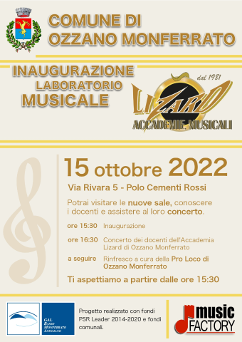 SABATO 15/10/2022 - INAUGURAZIONE LABORATORIO MUSICALE